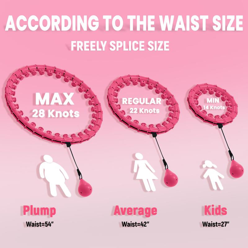 Massage Weighted Hula Circle with 28 Links(54 Inch), Weighted Hula Hoop, for Women Adults Kids, Infinity Hoop, Fitness Hula Hoop Exercise Equipment