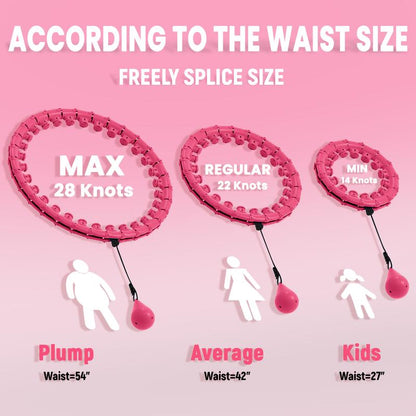 Massage Weighted Hula Circle with 28 Links(54 Inch), Weighted Hula Hoop, for Women Adults Kids, Infinity Hoop, Fitness Hula Hoop Exercise Equipment