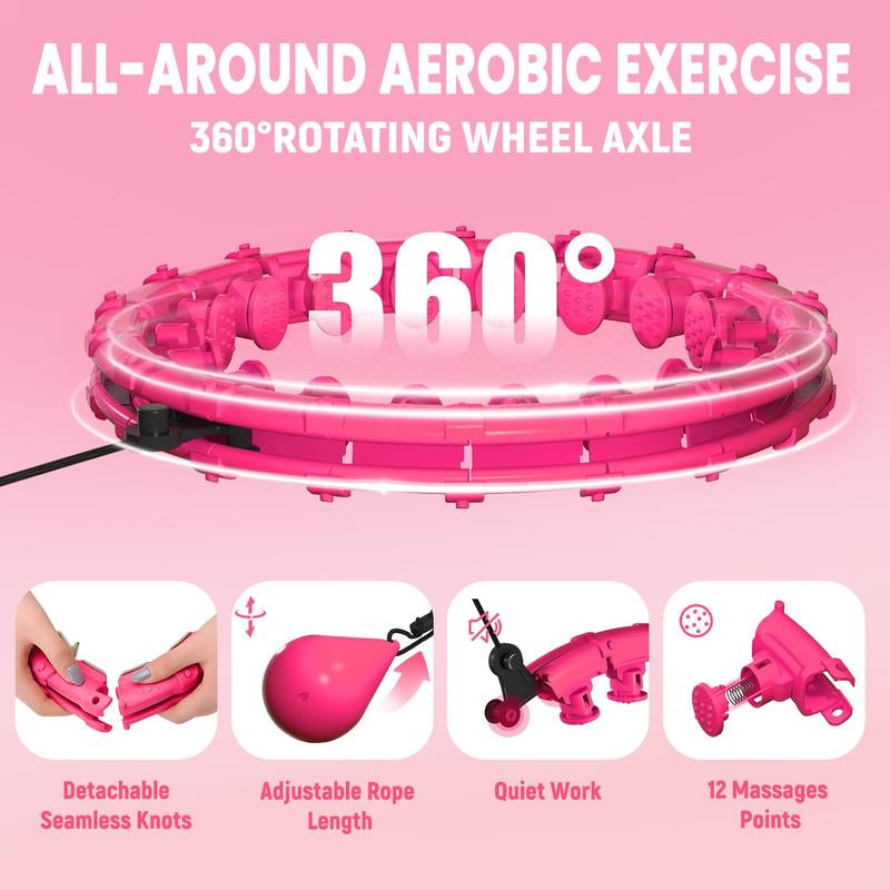 Massage Weighted Hula Circle with 28 Links(54 Inch), Weighted Hula Hoop, for Women Adults Kids, Infinity Hoop, Fitness Hula Hoop Exercise Equipment
