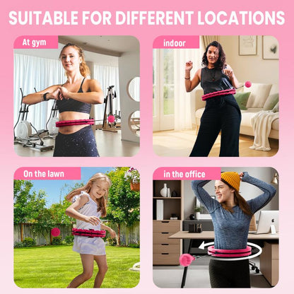 Massage Weighted Hula Circle with 28 Links(54 Inch), Weighted Hula Hoop, for Women Adults Kids, Infinity Hoop, Fitness Hula Hoop Exercise Equipment